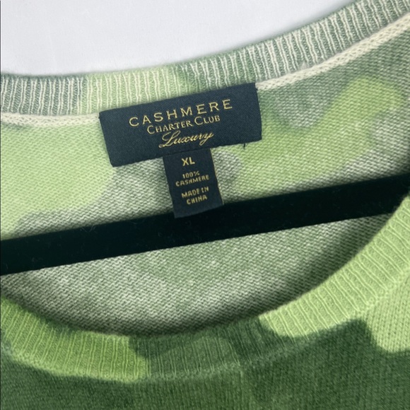 Charter Club Sz XL Cashmere Crew Neck Sweater Camo Print Long Sleeve - Picture 4 of 10